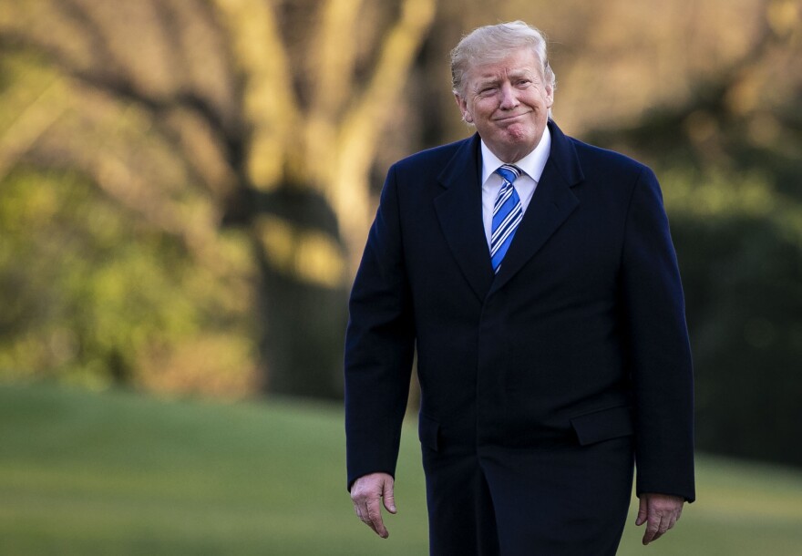 U.S. President Donald Trump walks on the South Lawn of the White House, on March 10, 2019 in Washington, DC