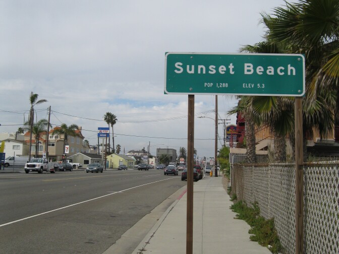 Sunset Beach is an unicorporated pocket of Orange County that stretches about one mile along Pacific Coast Highway and is only about three blocks wide.
