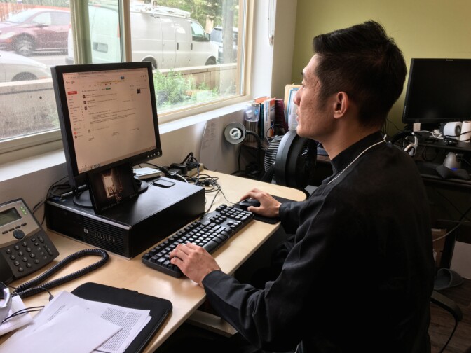 Jungwoo Kim, 32, works as a community organizer for a social service in Koreatown. Kim, who arrived in the United States as a minor, has temporary legal status and a work permit through the Obama administration program known as Deferred Action for Childhood Arrivals. He and other DACA recipients fear the Trump administration will move quickly to dismantle the program.