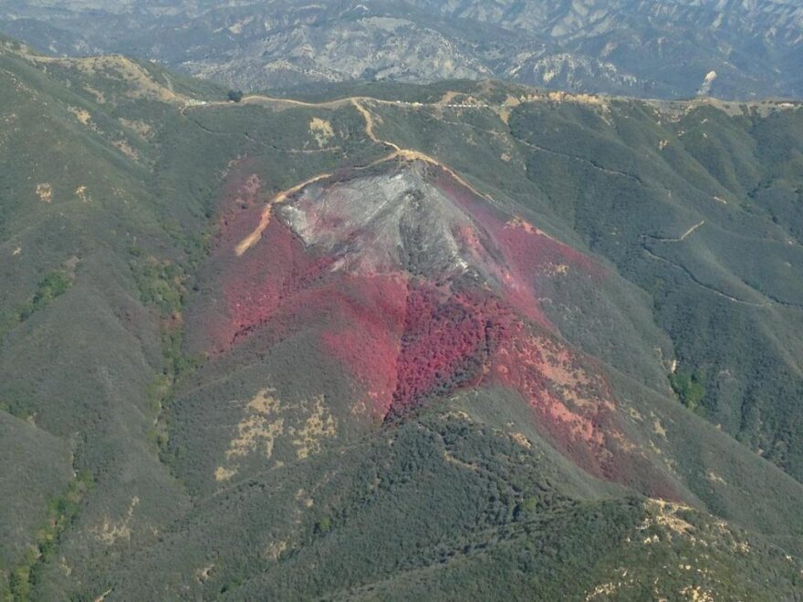 The Gibraltar Fire area following air drops, as seen on Thursday, Oct. 29, 2015.