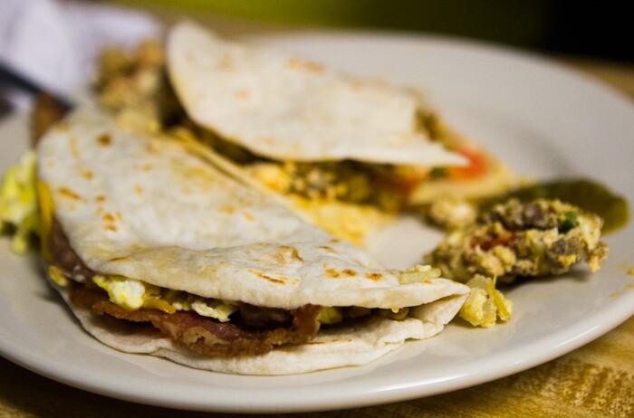 Migas tacos at Joe's Bakery in Austin, Texas.