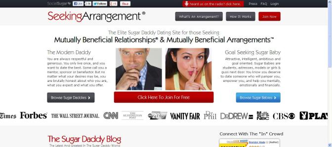 A screenshot of 'SeekingArrangement.com' taken on January 21, 2013.