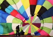 Hot air balloon readying for lift-off. 
