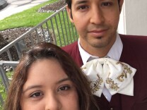 Karen Centeno and her husband Moises Hernandez are facing eviction from their Boyle Heights apartment on East 2nd Street. Rents have been rising as newcomers forced out by higher housing costs elsewhere move into the community.