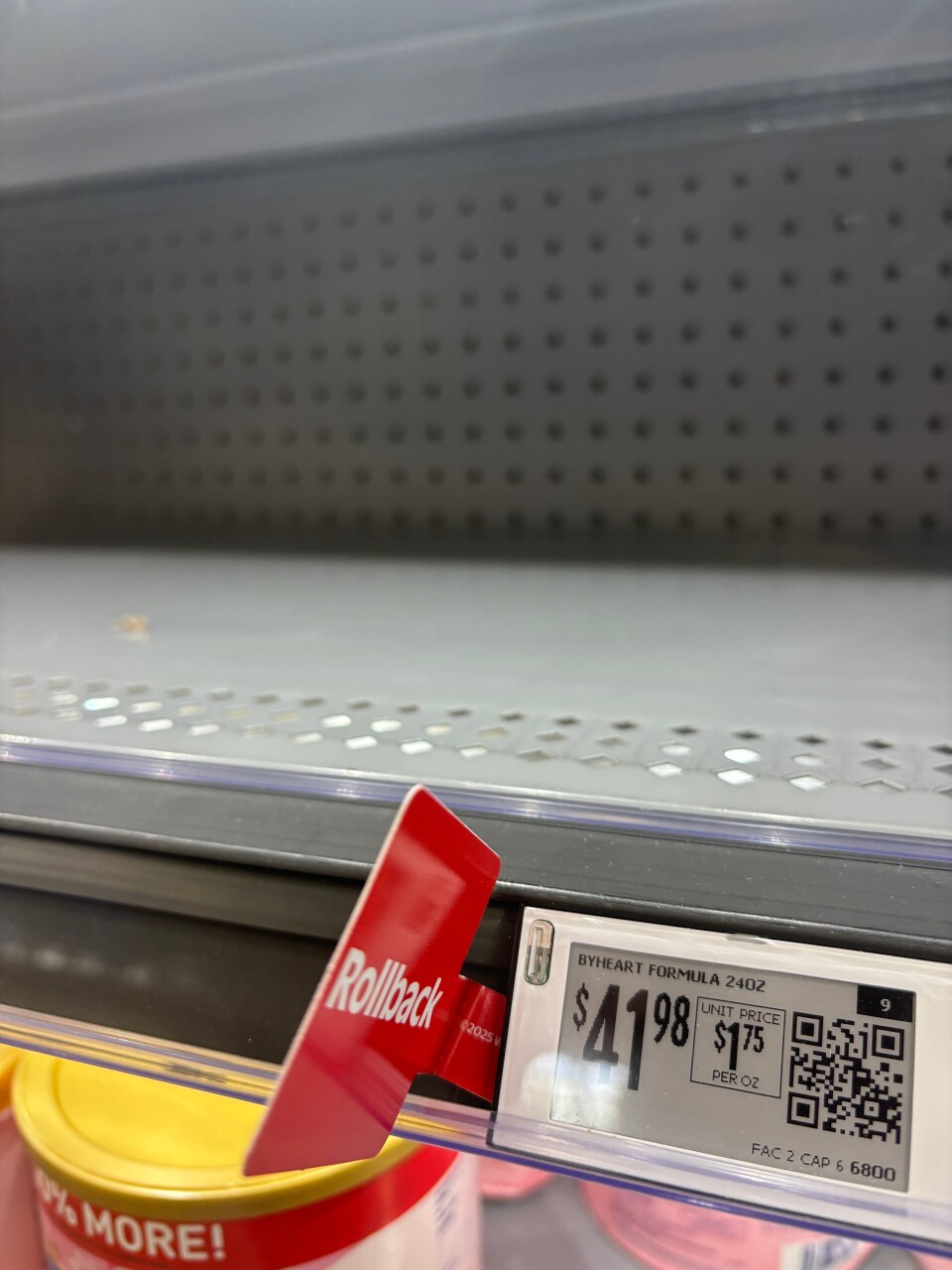 An empty store shelf