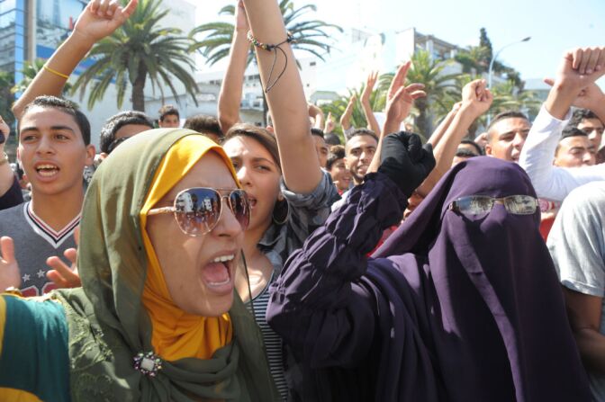 Moroccan women shout slogans during a demonstration against a film deemed offensive to Islam, on September 12, 2012 near the US consulate in Casablanca. A film at the center of anti-US protests in the Middle East which killed a diplomat was made by an Israeli-American who describes Islam as a 'cancer,' the Wall Street Journal reported. The movie, 'Innocence of Muslims,' was directed and produced by Sam Bacile, a 52-year-old real-estate developer from southern California who says Islam is a hateful religion.