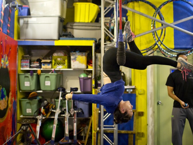 Rachael Serrello is a circus coach at My Friend's Place. Miley Cyrus just launched a charity foundation after a visit last summer to the homeless youth center in Hollywood.