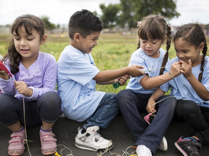 Transitional kindergarten students take part in the City of Fullerton's Playgrounds on the Go! program at the Richman School in the Fullerton School District on Tuesday morning, May 24, 2016. The program is one of the four original transitional kindergarten programs in the district.