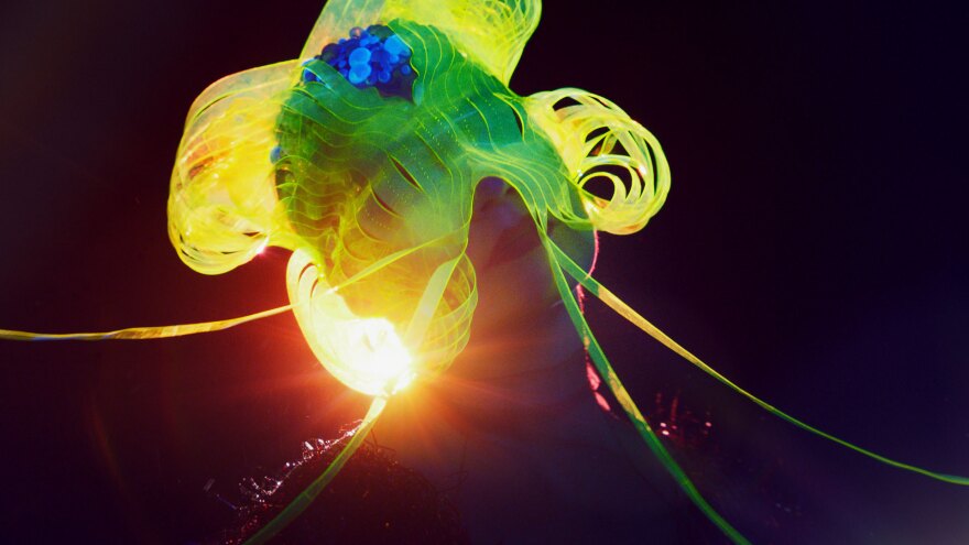 A still from Bjork's "Notget" music video, which will play continue to play in a rotation of her music videos at the Bjork Digital exhibition in Los Angeles.