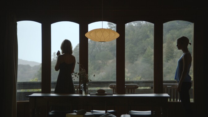 Still from "Always Shine" featuring Caitlin FitzGerald (left) and Mackenzie Davis (right).