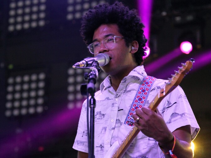 Toro Y Moi performs on Day Two of the Coachella Music Festival.