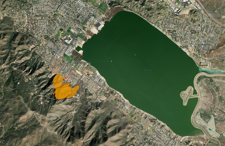 A map showing where the Macy Fire is burning.
