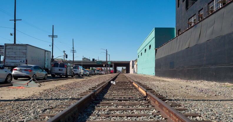 This freight railroad in South Los Angeles will be converted into a pedestrian and bike pathway under Metro's Rail to Rail plan.