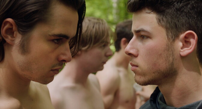 Ben Schnetzer, left, and Nick Jonas in the movie "Goat."