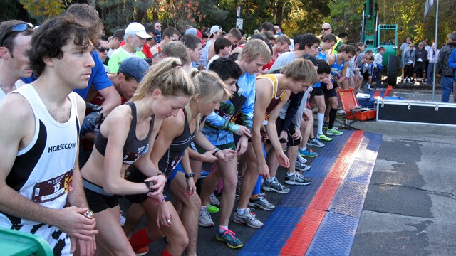 Runners get ready to begin the Sacramento Food Bank's 2012 Run to Feed the Hungry.
 