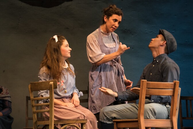 Sandra Mae Frank, Annika Marks and Marco Gutierrez in "Our Town" at Pasadena Playhouse. 