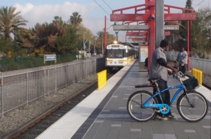 A Blue Line Train arrives at 103rd St/Kenneth Hahn Station, not far from where 57 year old Solanda Rodriguez was struck and killed by the Blue Line.