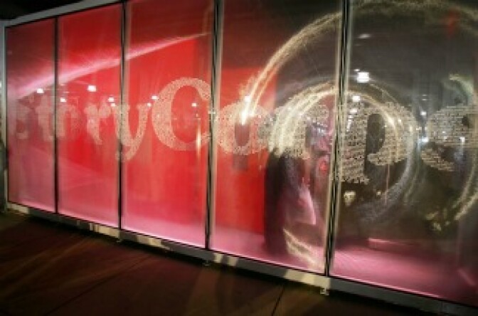 A person visits the newly opened StoryCorps booth at the World Trade Center site July 12, 2005 in New York City.