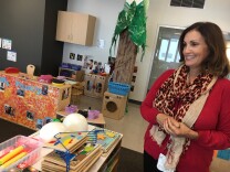 Sherri Segovia, the Clinical Manager/Mental Health Coordinator at the Hope Street Family Center
at Dignity Health California Hospital Medical Center, in a classroom at the facility that serves about 5,000 children from the downtown area.
