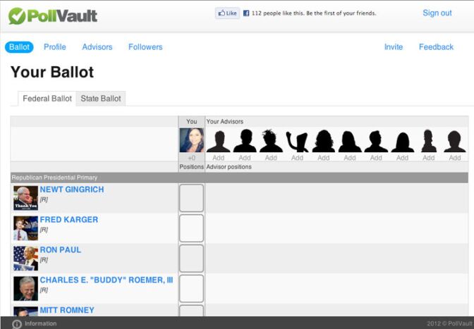 An example of what a ballot from PollVault. 