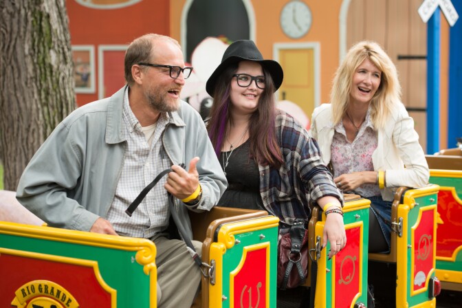 (From L-R): Woody Harrelson as "Wilson", Isabella Amana as "Claire" and Laura Dern as "Pippi" in the film "Wilson."
