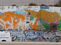 Los Angeles Marathon freeway mural, which can be seen near downtown L.A. near the L.A. Convention Center. (Taken May 9, 2006.)