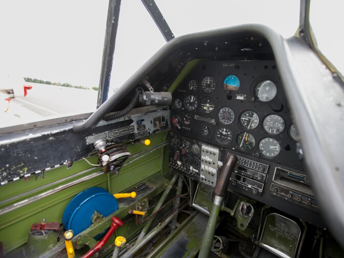 The controls of the AT-6 plane photographed at Van Nuys Airport in Van Nuys, Calif. on Friday, May 22, 2015.