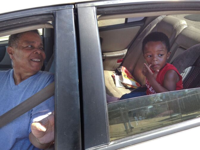 Beverly Gardener looks after her 3-year-old grandson in Compton. Gardener started working at Small World preschool in '77, but lost her job when the new provider took over Head Start.