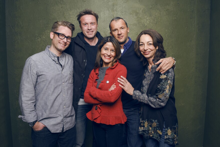 PARK CITY, UT - JANUARY 26:  (L-R) Archival producer Austin Wilkin, director Stevan Riley, Rebecca Brando, producer John Battsek and Aura Douglass of "Listen to Me Marlon" pose for a portrait at the Village at the Lift Presented by McDonald's McCafe during the 2015 Sundance Film Festival on January 26, 2015 in Park City, Utah.  (Photo by Larry Busacca/Getty Images)