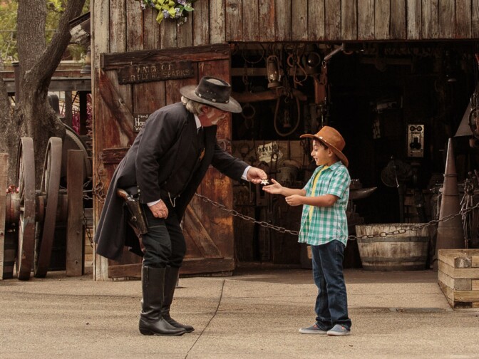 The sheriff of Calico deputizes a guest.