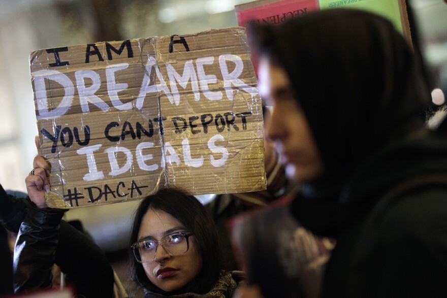 NEW YORK, NY - JANUARY 10: Activists rally for the passage of a "clean" Dream Act, one without additional security or enforcement measures, outside the New York office of Sen. Chuck Schumer (D-NY), January 10, 2018 in New York City. The Dream Act, first introduced in 2001, is a proposed bill that would allow undocumented immigrants who came to the country as children to stay in the country legally. (Photo by Drew Angerer/Getty Images)