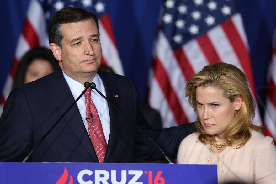 INDIANAPOLIS, IN - MAY 03:  Republican presidential candidate, Sen. Ted Cruz (R-TX) announces the suspension of his campaign as wife Heidi Cruz looks on during an election night watch party at the Crowne Plaza Downtown Union Station on May 3, 2016 in Indianapolis, Indiana. Cruz lost the Indiana primary to Republican rival Donald Trump.  (Photo by Joe Raedle/Getty Images)