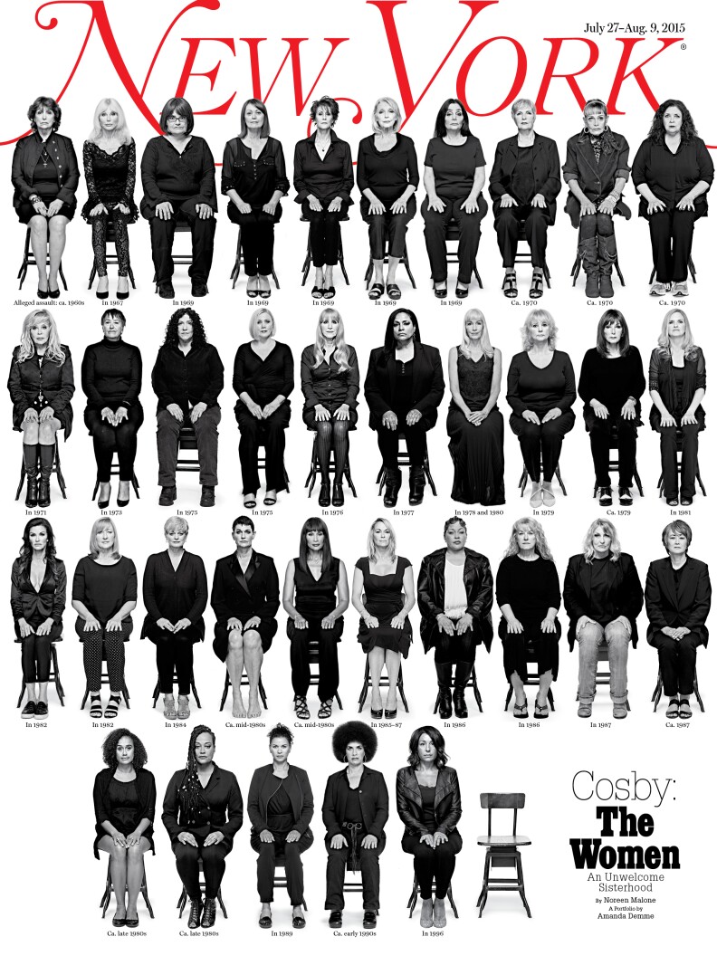 Forty-six women have come forward to publicly accuse Bill Cosby of rape or sexual assault. Thirty-five of them agreed to be photographed and interviewed by New York Magazine.