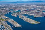 An aerial view of the Port of Los Angeles during the daytime. 