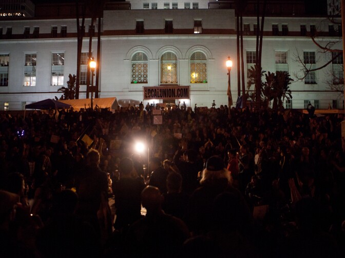 Hundreds of protesters attended what could be the final general assembly on the City Hall south steps on Sunday night.
