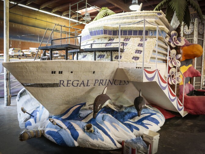 IMAGE DISTRIBUTED FOR PRINCESS CRUISES – Princess Cruises first ever Rose Parade float launches its 50th anniversary celebrations, Tuesday, December 30, 2014, in Pasadena, CA. The float depicts its newest ship Regal Princess cruising through an array of iconic landmarks from around the World. (Bret Hartman/AP Images for Princess Cruises)