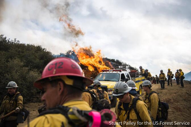 Ffirefighters during the Thomas Fire in December 2017.