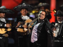 Singer Juan Gabriel performs during the Latin Grammy Awards show at the Mandalay Hotel in Las Vegas, Nevada on November 5, 2009.