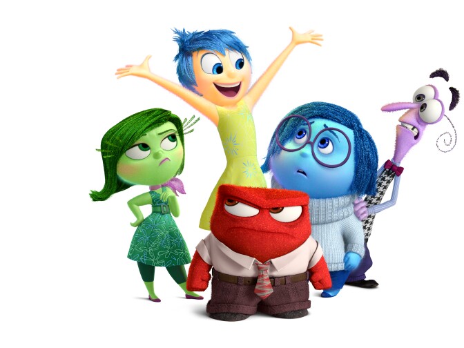 Production art of the inside-the-head characters of "Inside Out."