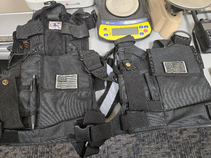 Black protective gear. 