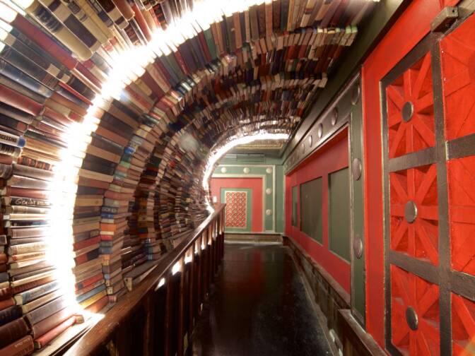 Book tunnel at the Last Bookstore.