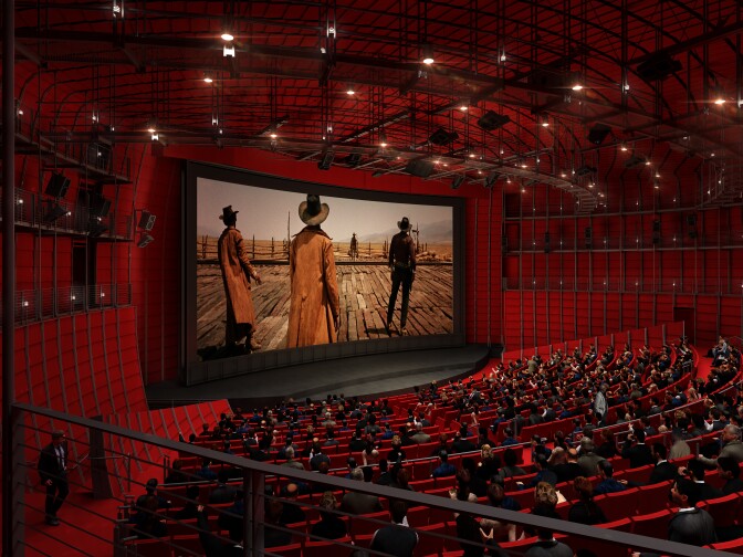 Rendering for a movie theater at the Academy Museum of Motion Pictures.