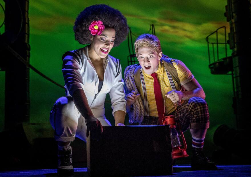 Lilli Cooper as "Sandy Cheeks" and Ethan Slater as "SpongeBob SquarePants" in "SpongeBob SquarePants: The Broadway Musical."