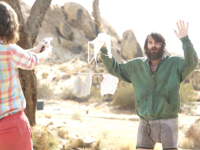 Will Forte as Phil Miller gets confronted by Kristen Schaal's character in their first meeting on Fox's "The Last Man On Earth."