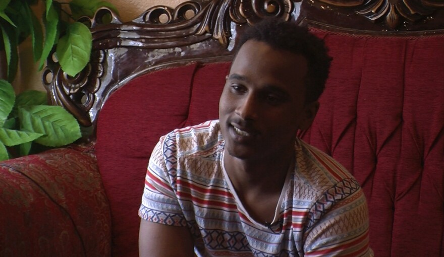 Mohamud Osman, 18, discusses why he wants to vote, Feb. 8, 2016.