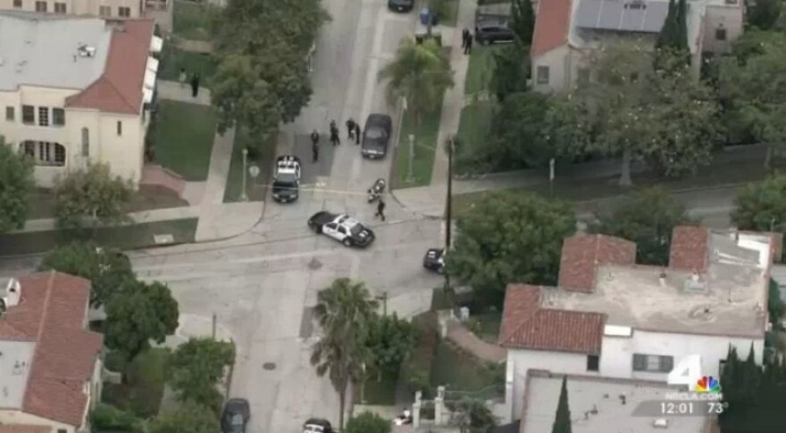 LAPD Officer Jack Richter says officers were called to the Mid-Wilshire area Thursday morning in response to a vandalism report. The incident resulted in a shooting. 
