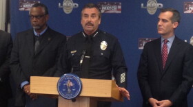 LAPD Chief Charlie Beck addresses the media at a press conference over the Ezell Ford shooting.