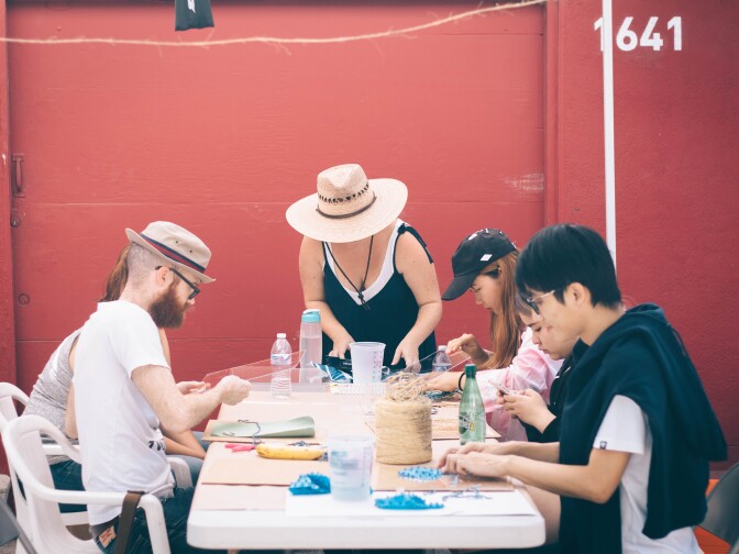 Cyanotype prints from a workshop with artist Amanda Sutton at the Pico Block Party in October 2017.