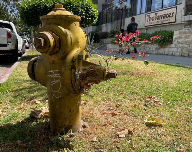 A yellow fire hydrant pictured on a Los Angeles street.