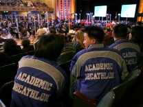 Members of the North Hollywood Academic Decathlon team in 2008.Granada Hills Charter High School won the event for the third year in a row in 2013. 